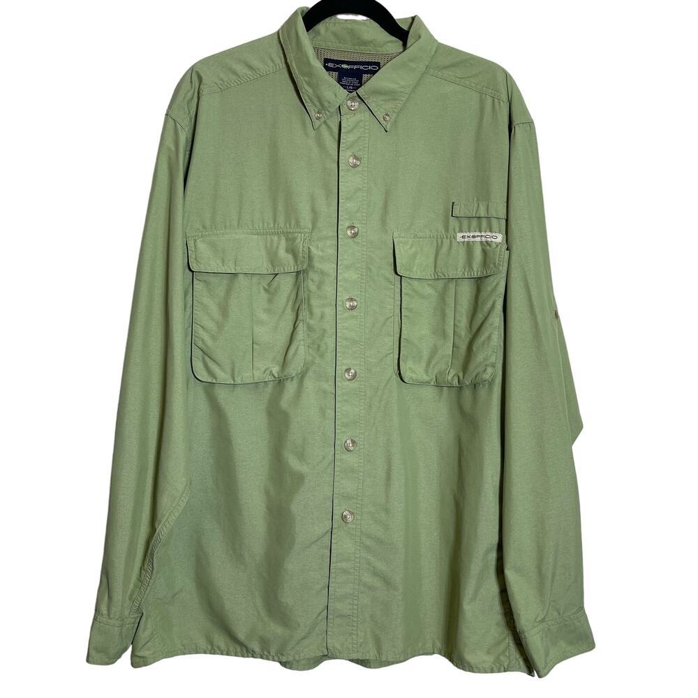 Exofficio Fishing Outdoor Long Sleeve Shirt Vented Chest Pockets Men's Large